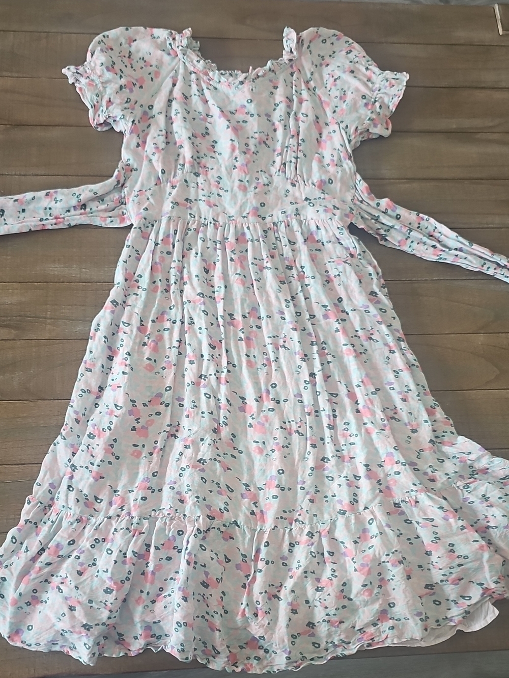 Ivy City Co Pink and Mint Floral Ruffle Dress